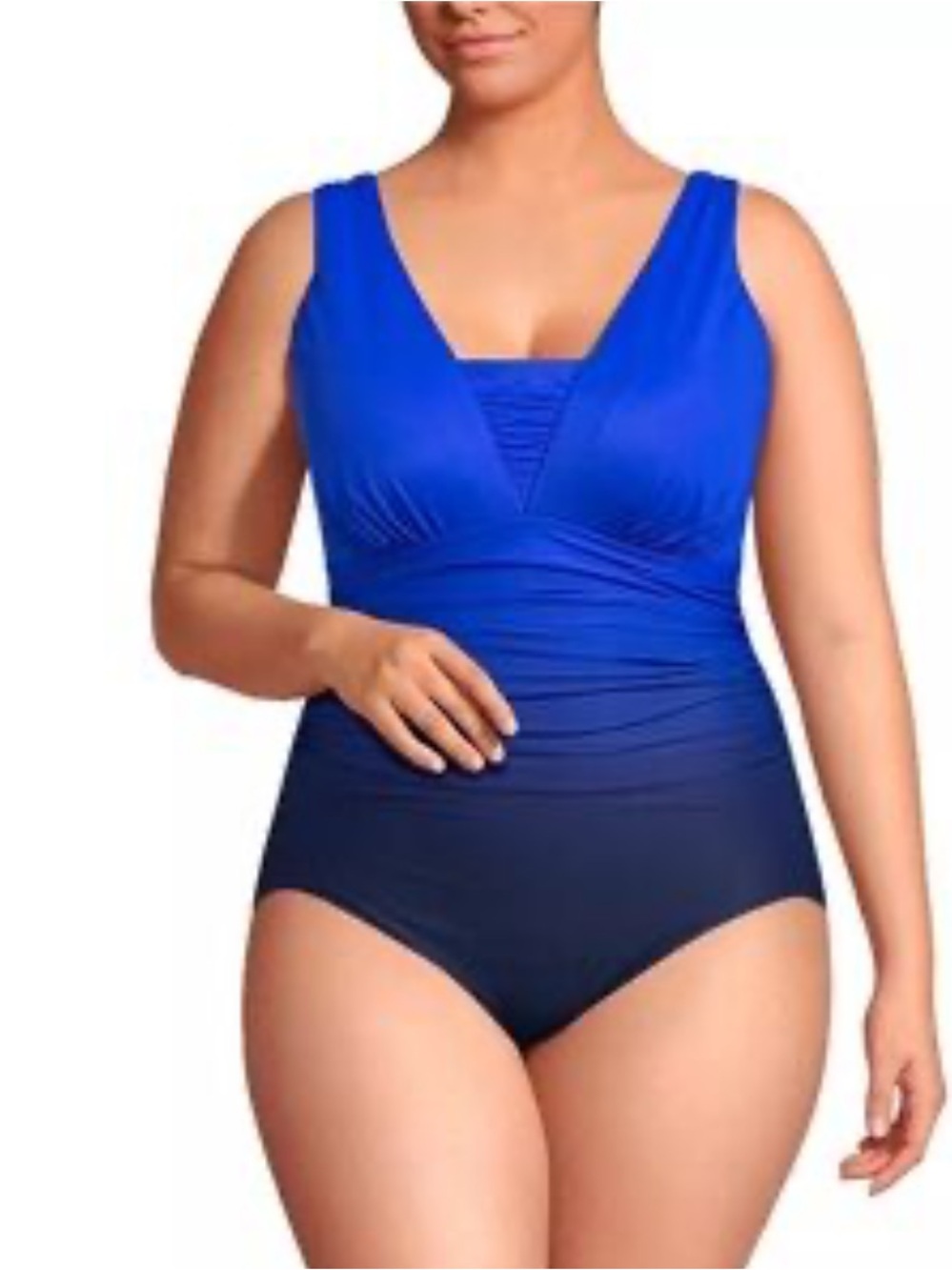 New Lands' End Blue Ombré One-Piece Swimsuit Size 22